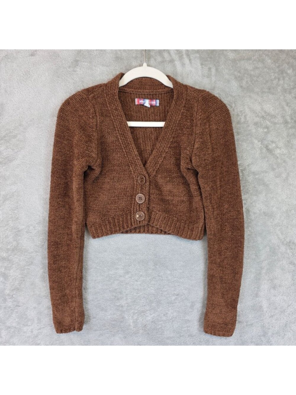 Urban Outfitters Cardigan Sweater Womens S Brown V Neck Cropped Button Knit